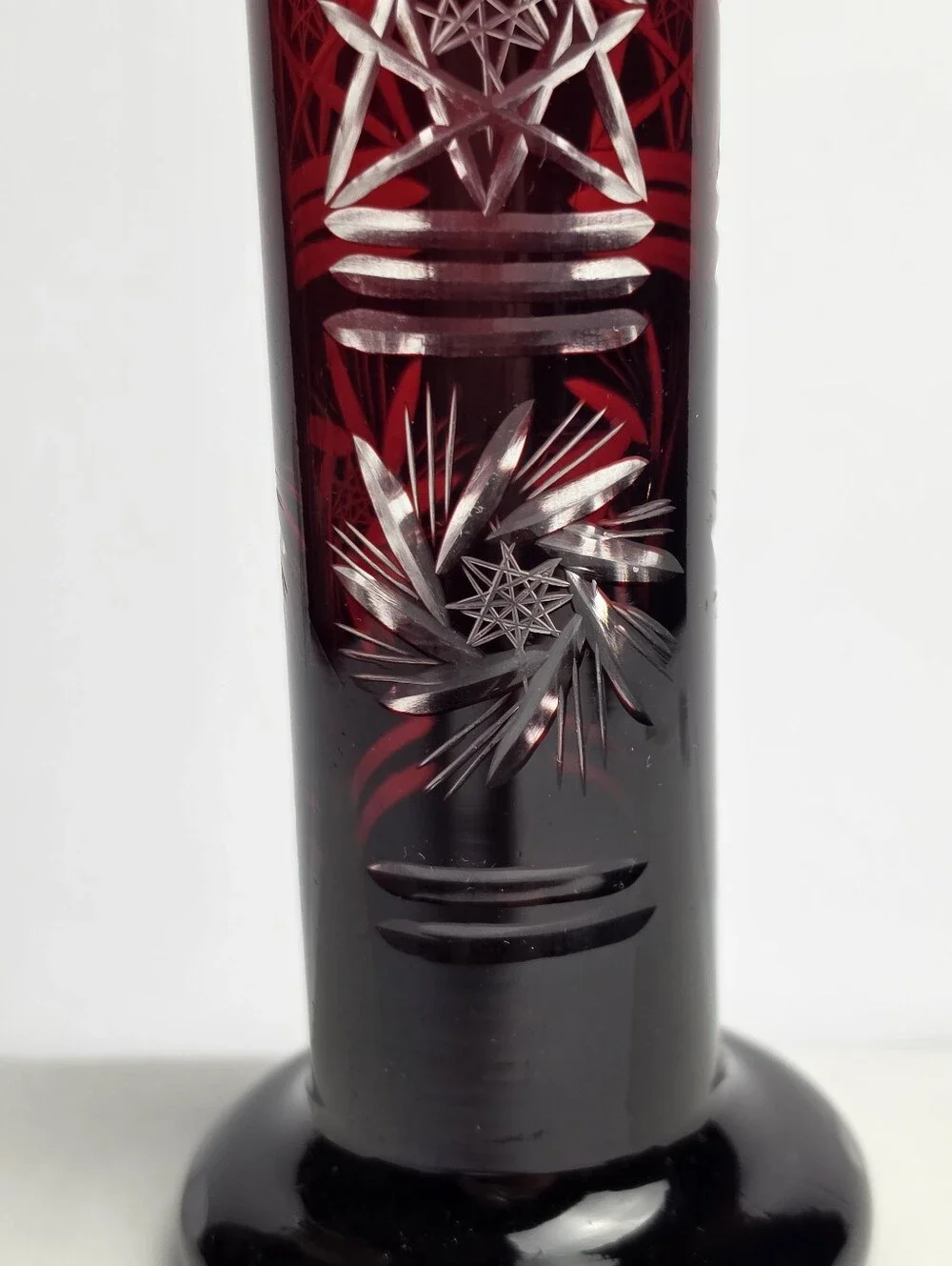 Czech Bohemian Vintage Ruby Red Cut to Clear 6.5